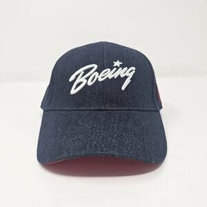 NEW Boeing Rosie Hat Baseball Cap Womens One Size Black Adjustable Denim Cotton